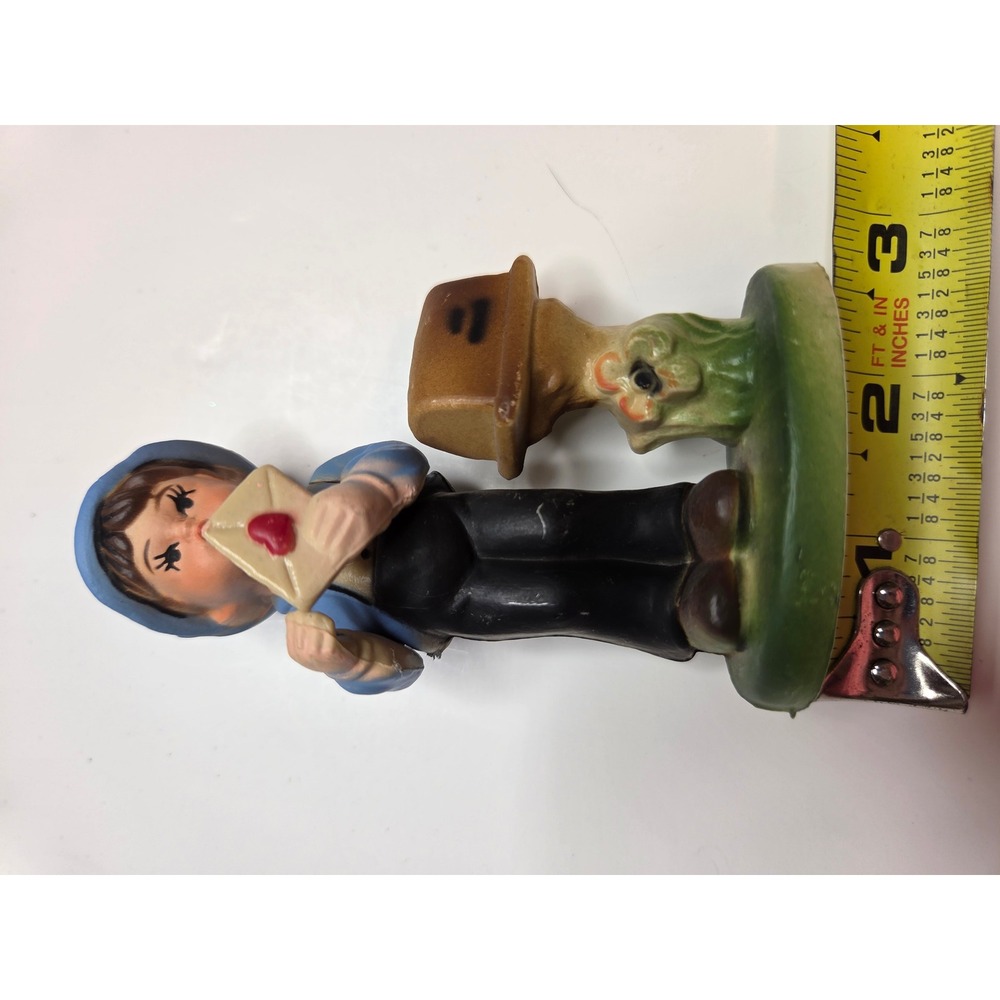 Vintage York Distributing Boy with Love Letter Mailbox Figurine Hard Plastic